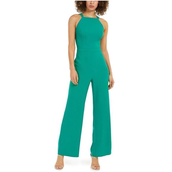 Vince Camuto Cutout-Back Jumpsuit Emerald 4 - Picture 1 of 5